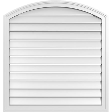 Ekena Millwork Arch Top Surface Mount PVC Gable Vent: Non-Functional, w/2"W x 1-1/2"P Brickmould Frame, 34"W x 34"H GVPAR34X3402SN
